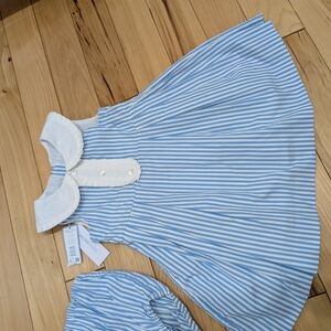 Blue & White Striped Peter Pan Collar Dress